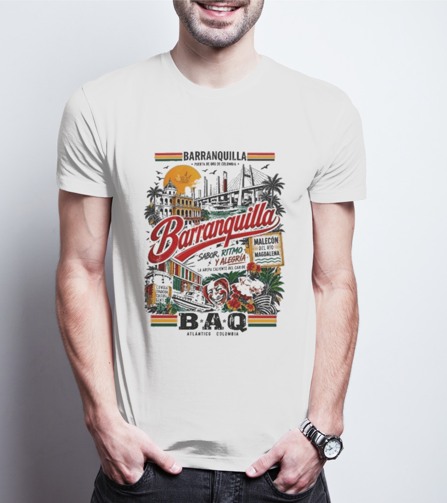 Barranquilla Colombia BAQ Sabor Ritmo Alegria Malecon Atlantico Explora T-Shirt