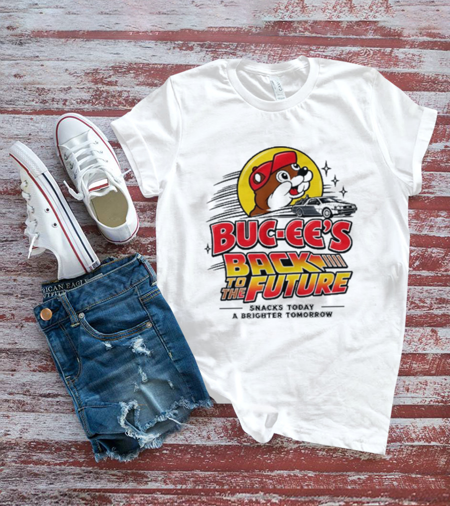 Buc Ee's Back To The Future DeLorean Snacks Today Brighter Tomorrow T-Shirt