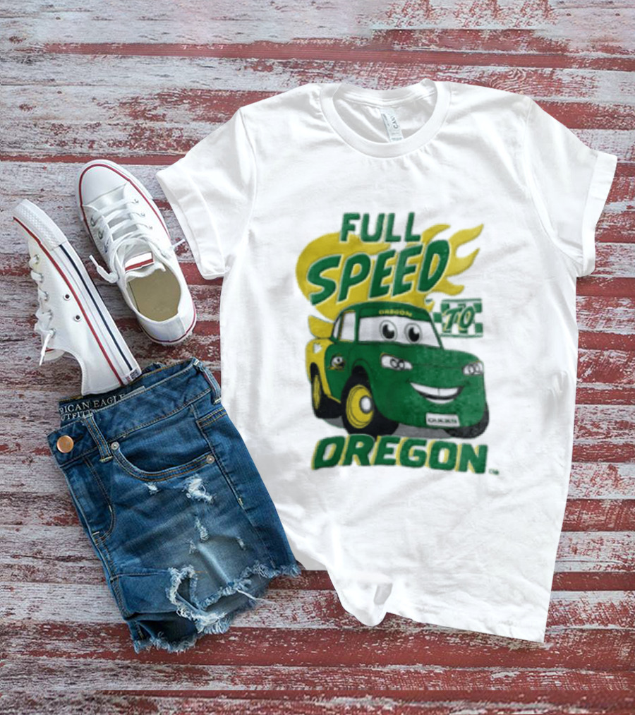 Full Speed Oregon Ducks Car Toon Sporting Team Spirit T-Shirt