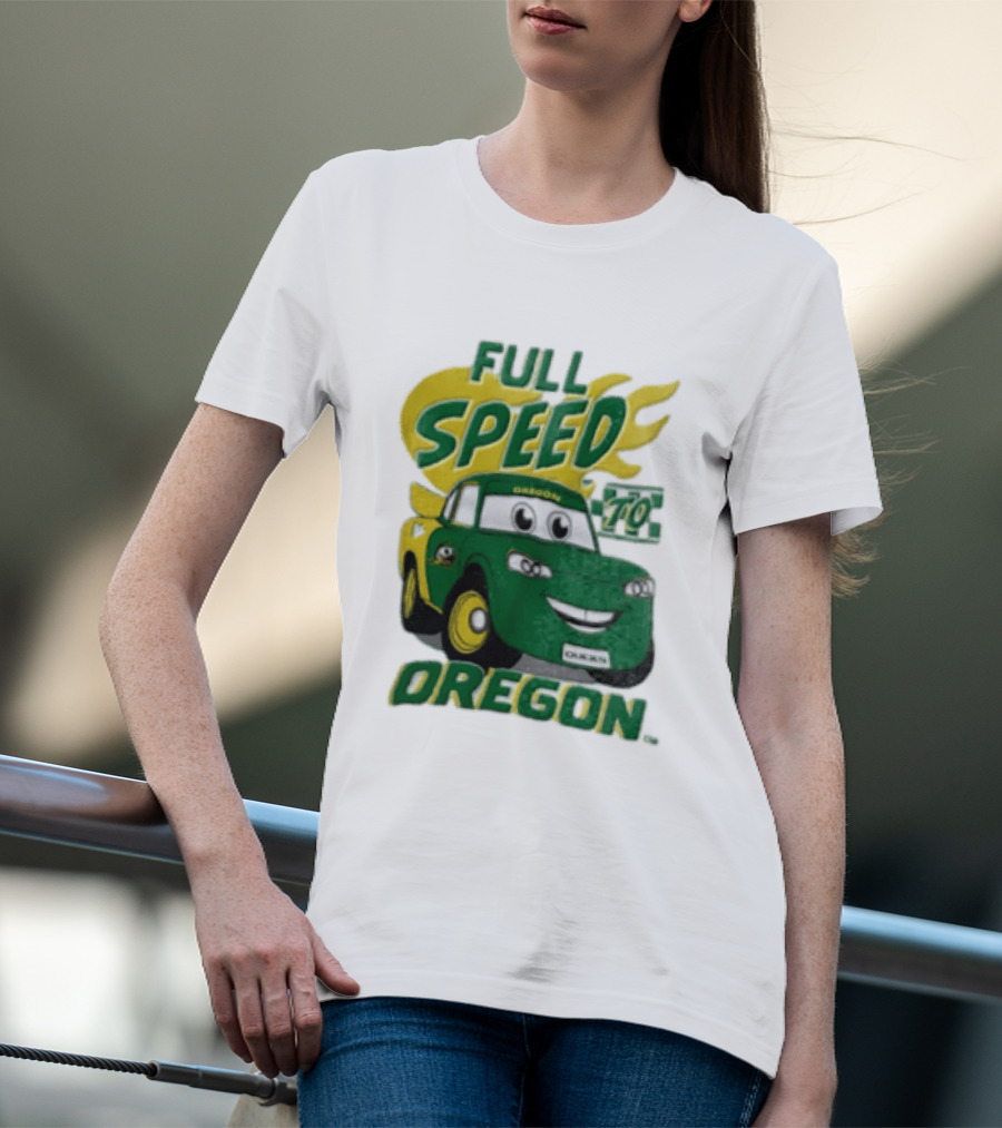 Full Speed Oregon Ducks Car Toon Sporting Team Spirit T-Shirt