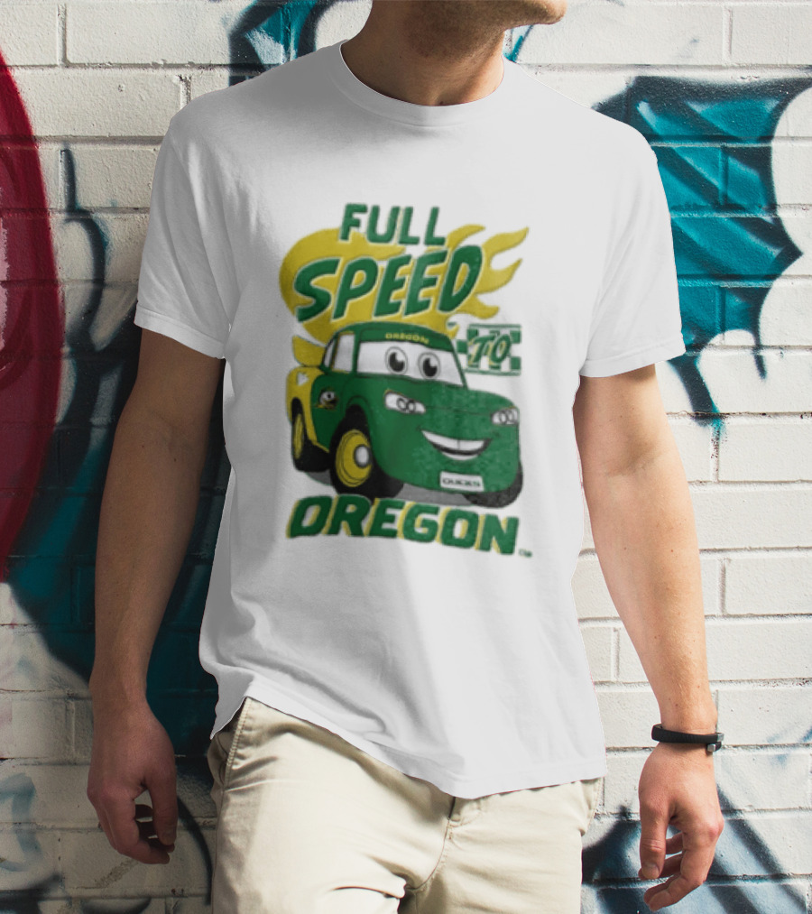 Full Speed Oregon Ducks Car Toon Sporting Team Spirit T-Shirt