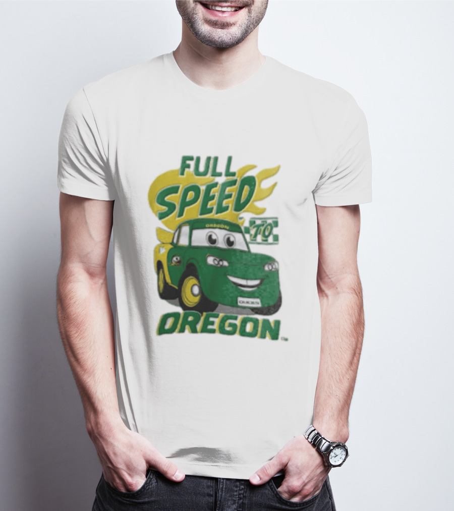Full Speed Oregon Ducks Car Toon Sporting Team Spirit T-Shirt
