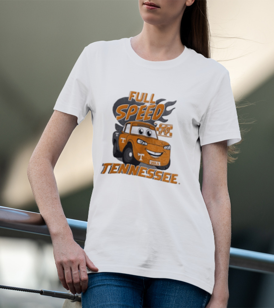 Full Speed Tennessee Vols Truck Cartoon With Flames And Number Plate T-Shirt