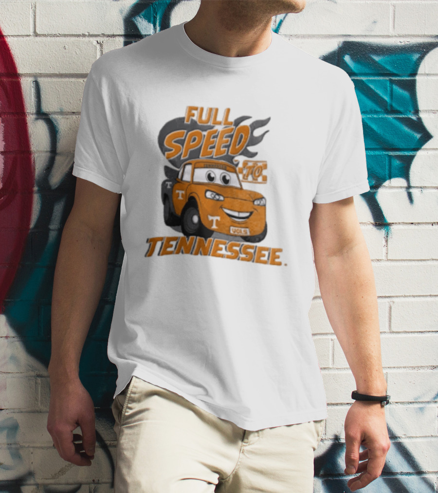 Full Speed Tennessee Vols Truck Cartoon With Flames And Number Plate T-Shirt