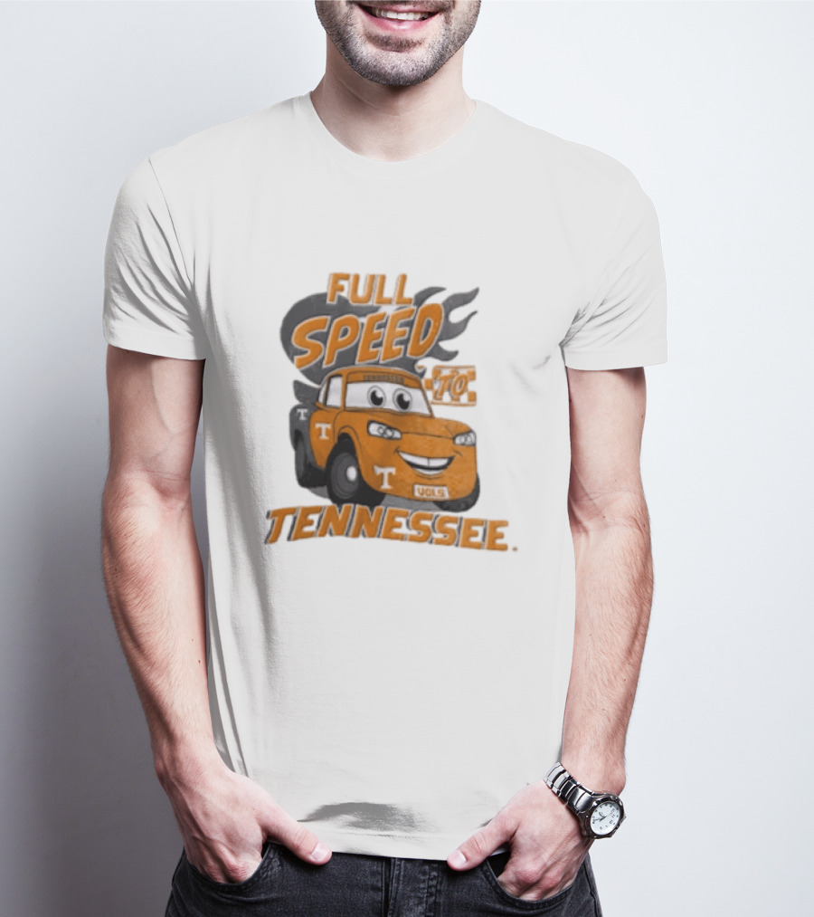 Full Speed Tennessee Vols Truck Cartoon With Flames And Number Plate T-Shirt
