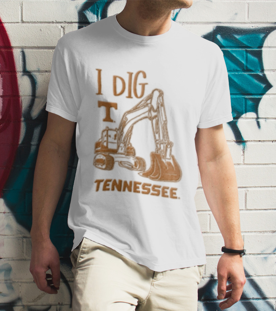 I Dig Tennessee Excavator Orange Text Construction Equipment T-Shirt