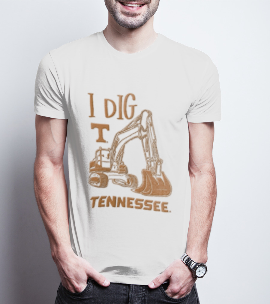 I Dig Tennessee Excavator Orange Text Construction Equipment T-Shirt