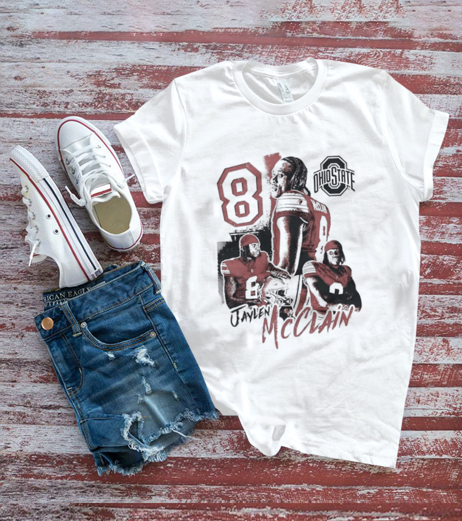 Ohio State Buckeyes Jaylen McClain No 8 Football Player T-Shirt