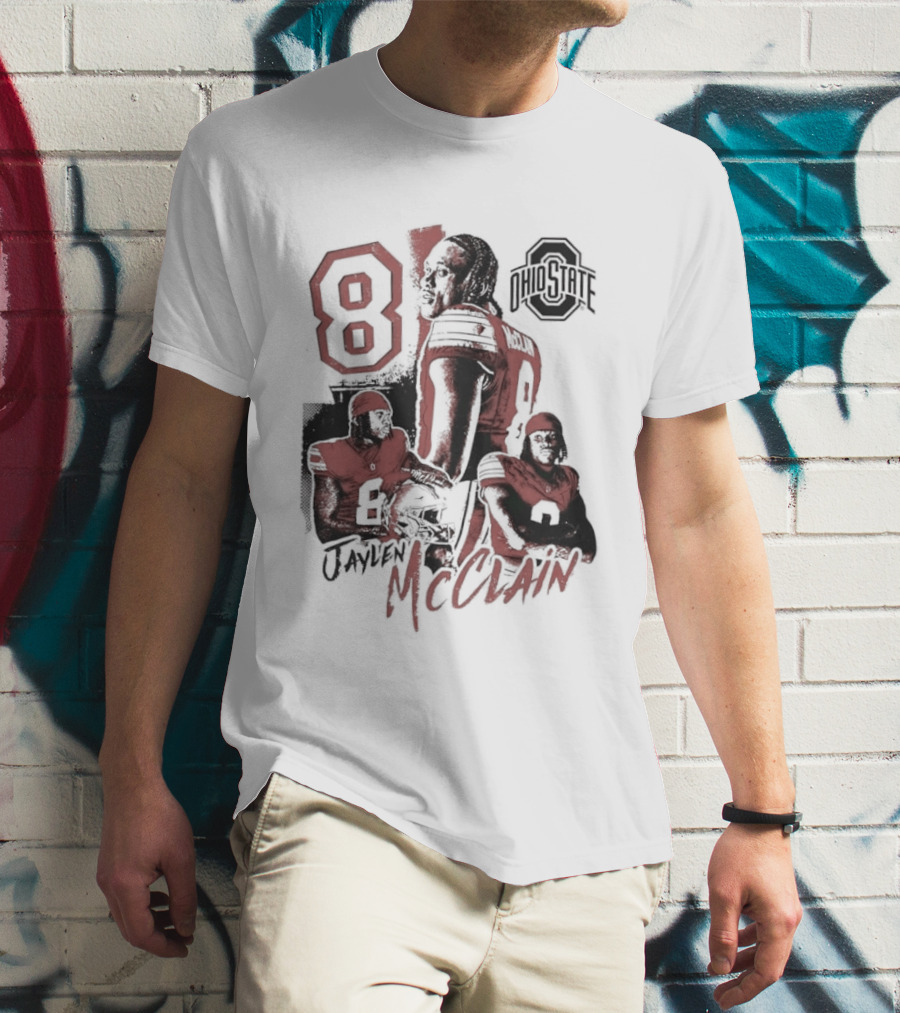 Ohio State Buckeyes Jaylen McClain No 8 Football Player T-Shirt