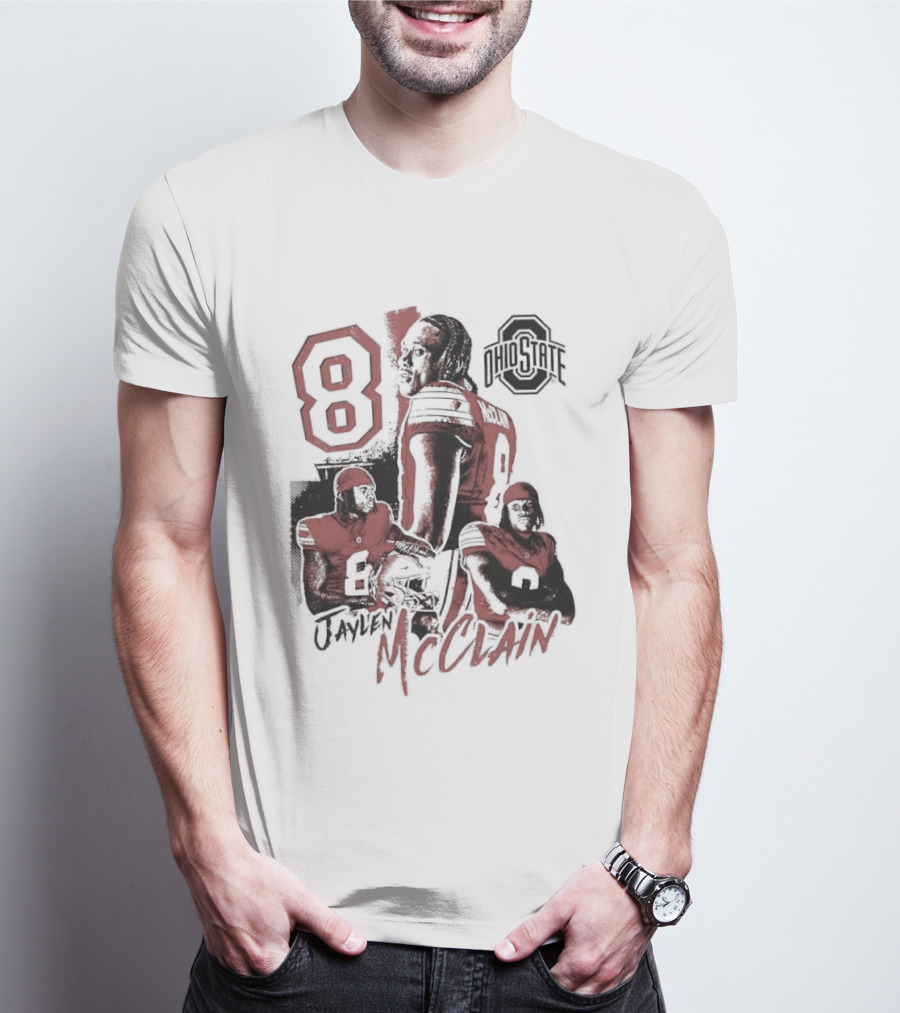 Ohio State Buckeyes Jaylen McClain No 8 Football Player T-Shirt