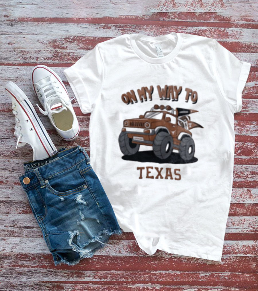 On My Way To Texas Monster Truck Longhorns T-Shirt