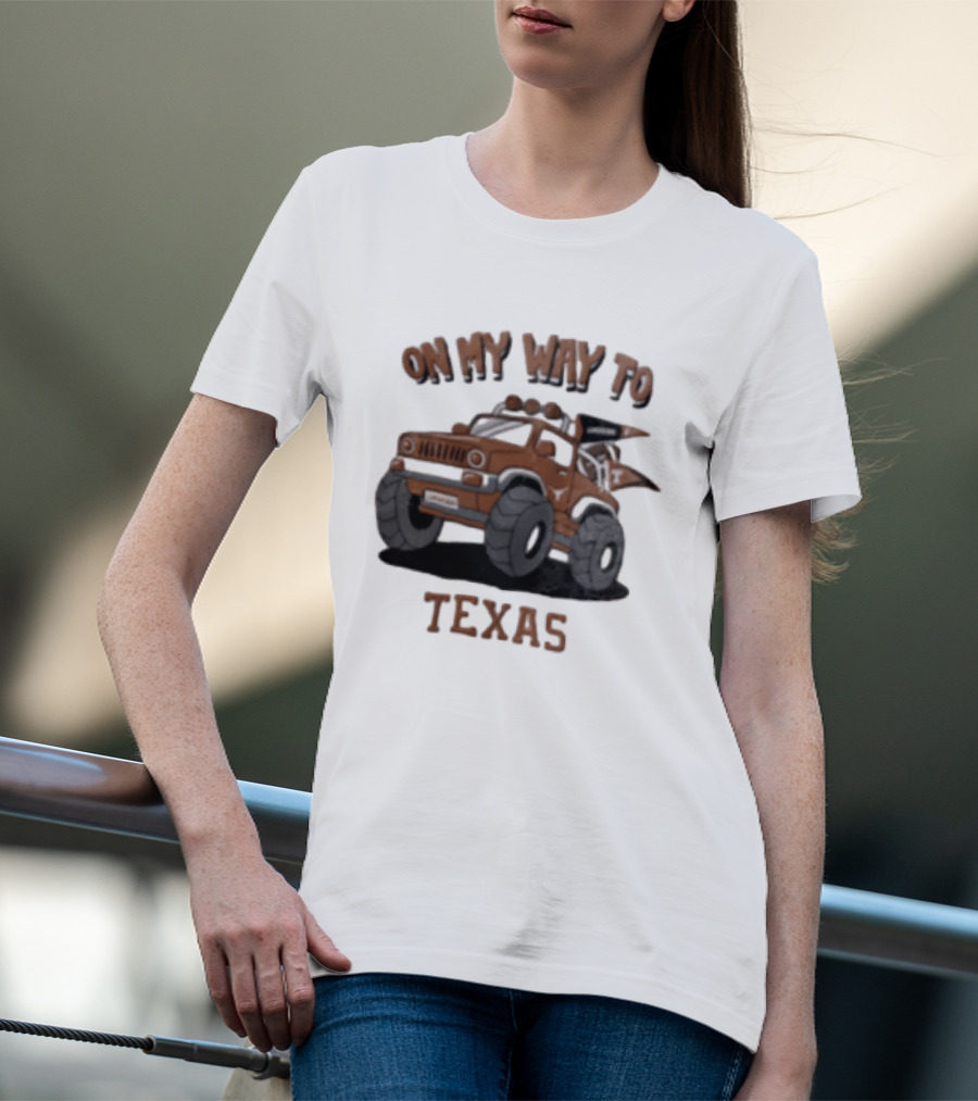 On My Way To Texas Monster Truck Longhorns T-Shirt