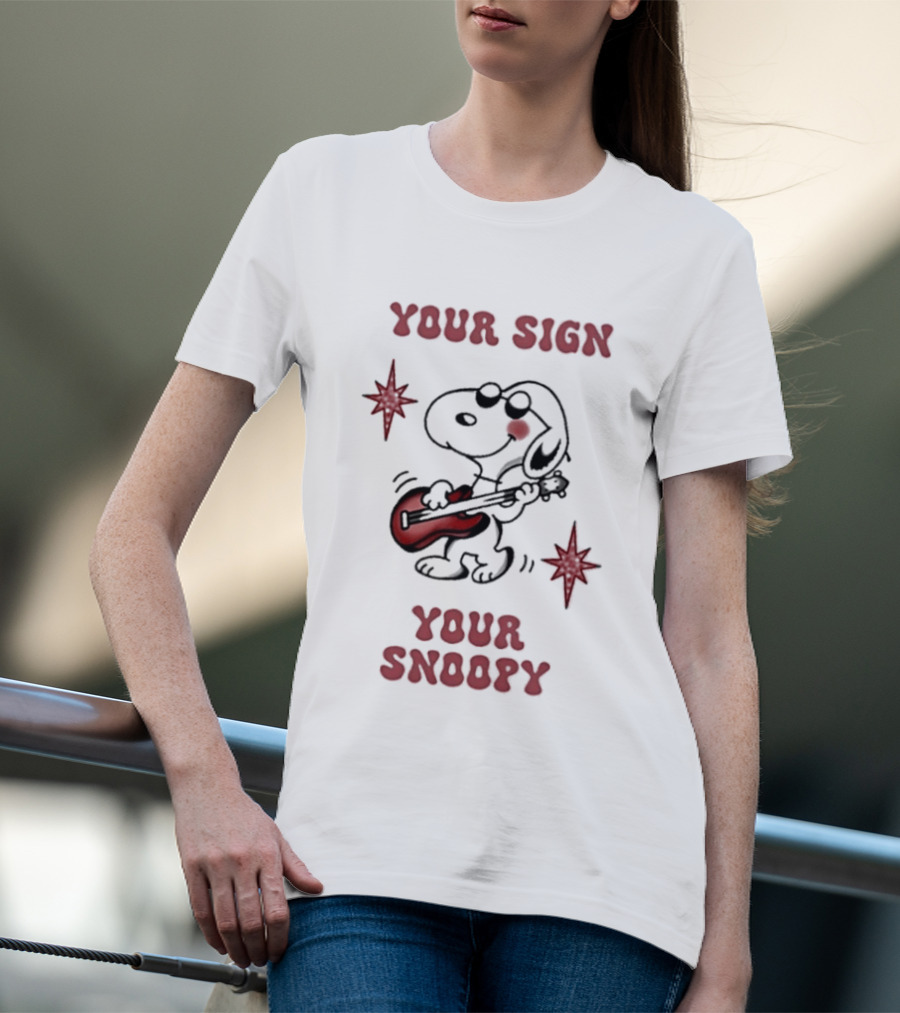 Your Sign Your Snoopy Guitar Iconic Peanuts Character Playing Music T-Shirt