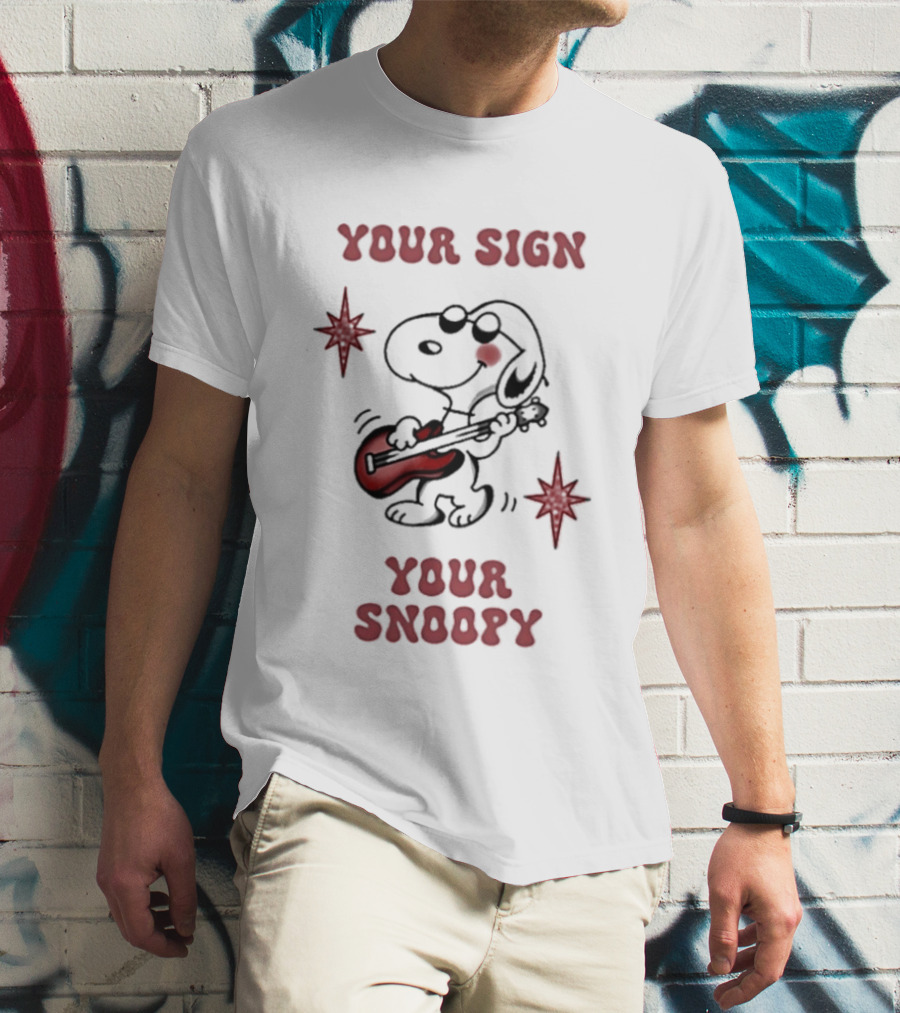 Your Sign Your Snoopy Guitar Iconic Peanuts Character Playing Music T-Shirt