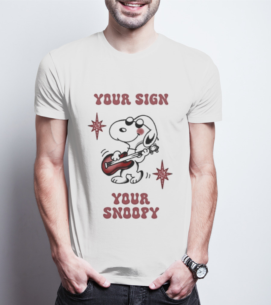 Your Sign Your Snoopy Guitar Iconic Peanuts Character Playing Music T-Shirt