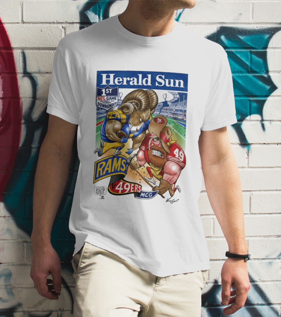 Herald Sun 1st NFL Game Down Under September 11 2026 Rams Vs 49ers MCG Melbourne T-Shirt