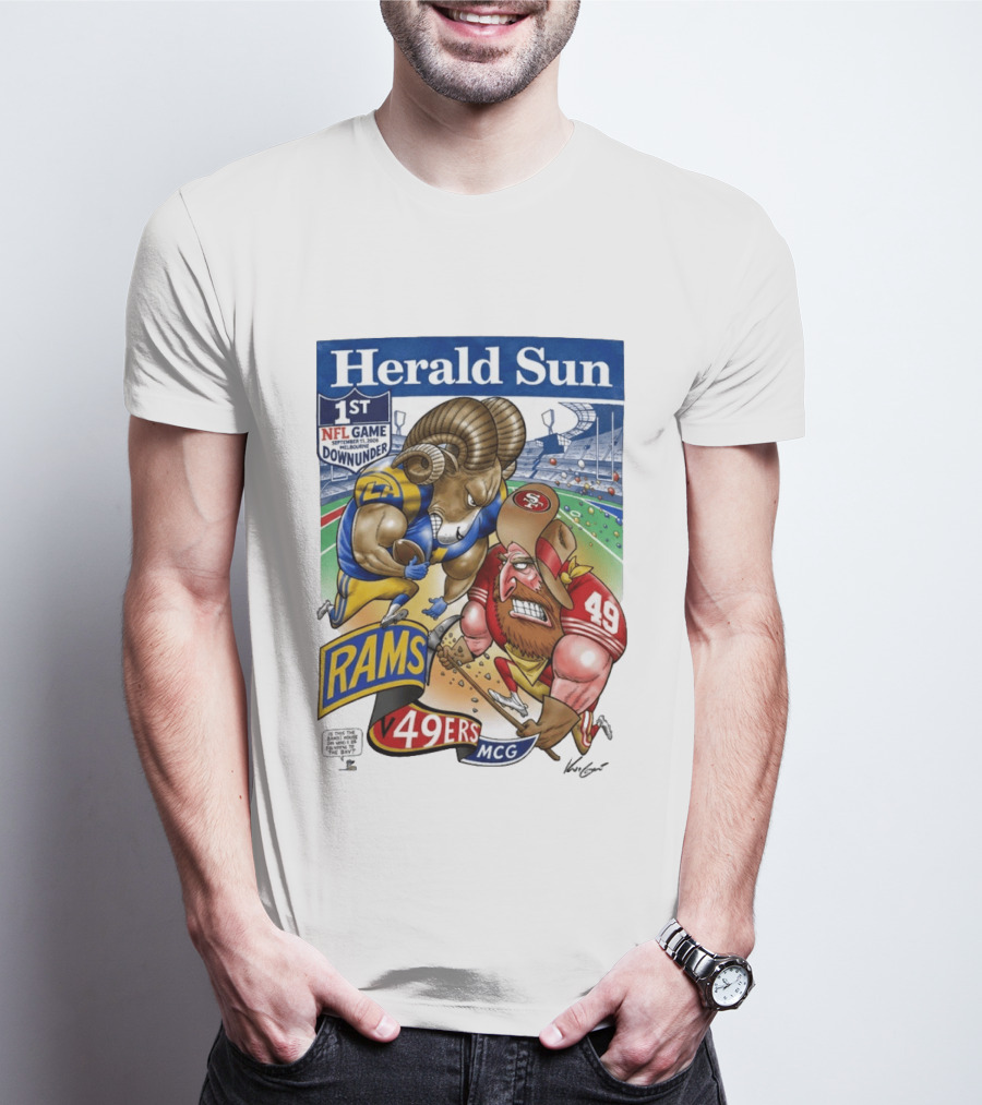 Herald Sun 1st NFL Game Down Under September 11 2026 Rams Vs 49ers MCG Melbourne T-Shirt