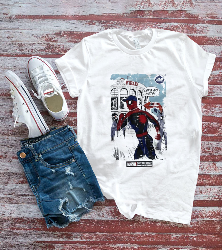 Marvel Spiderman Citi Field Let's Go Mets T-Shirt