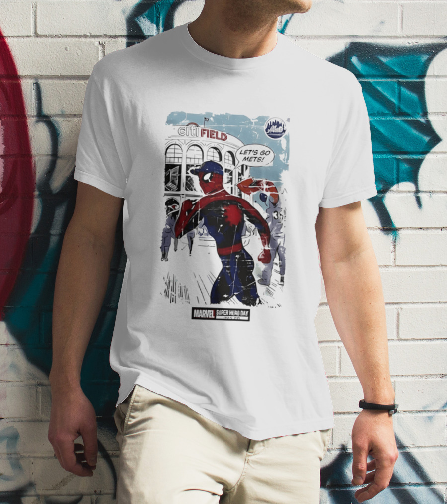 Marvel Spiderman Citi Field Let's Go Mets T-Shirt