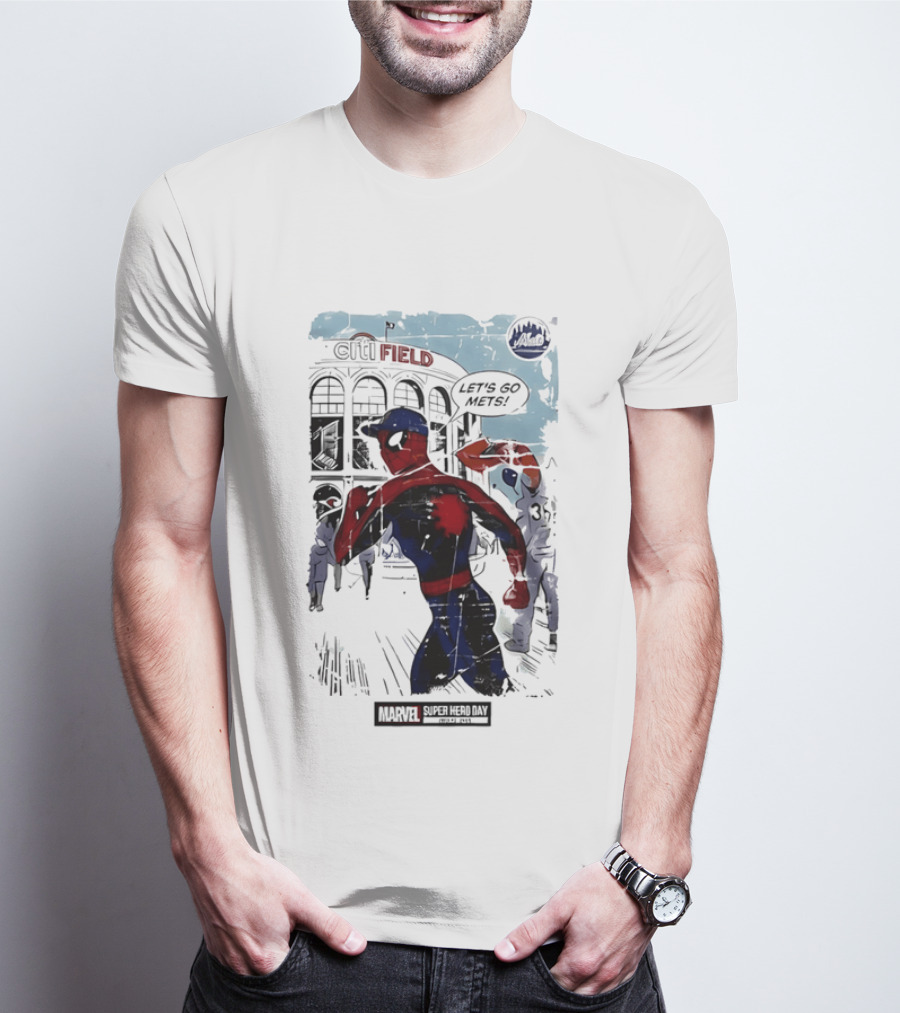 Marvel Spiderman Citi Field Let's Go Mets T-Shirt
