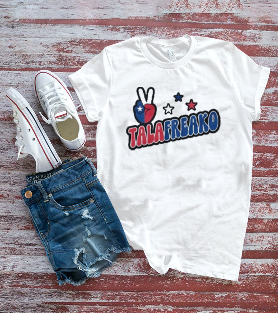 TALAFREAKO Chilean Flag Peace Sign Stars Patriotic T-Shirt