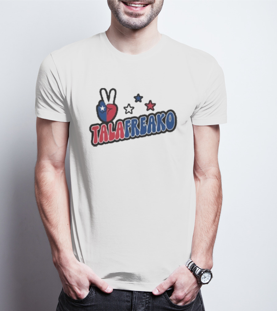 TALAFREAKO Chilean Flag Peace Sign Stars Patriotic T-Shirt