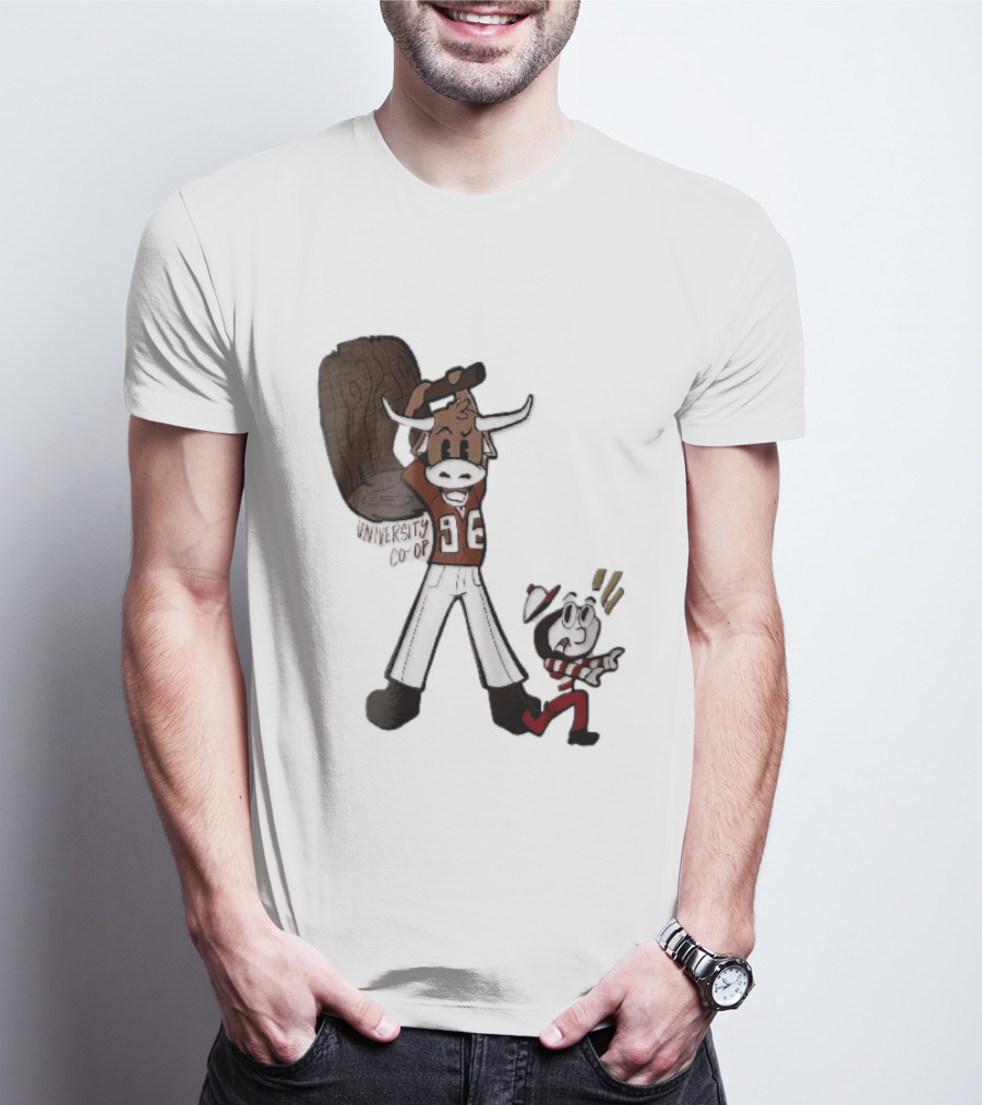 Texas Longhorns University Co Op Cartoon Longhorn 96 Football T-Shirt