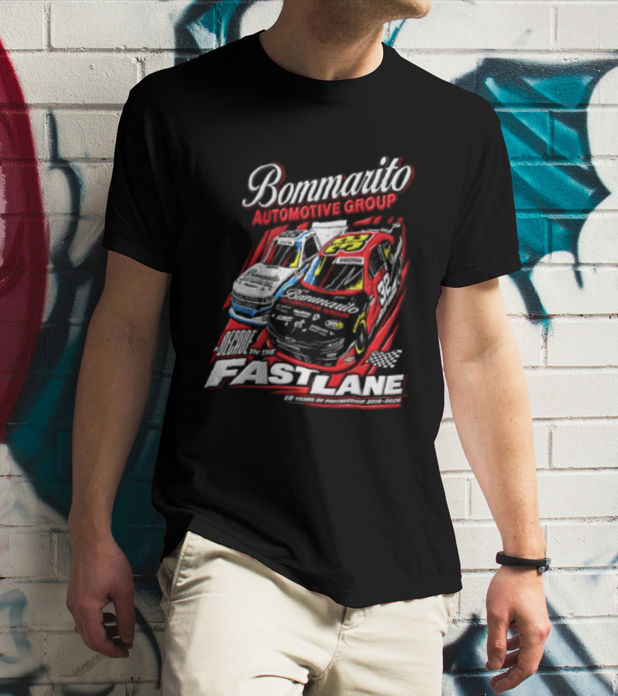 Bommarito Automotive Group Decade Fast Lane Anderson 10 Years Partnership 2016 2026 Race Cars T-Shirt