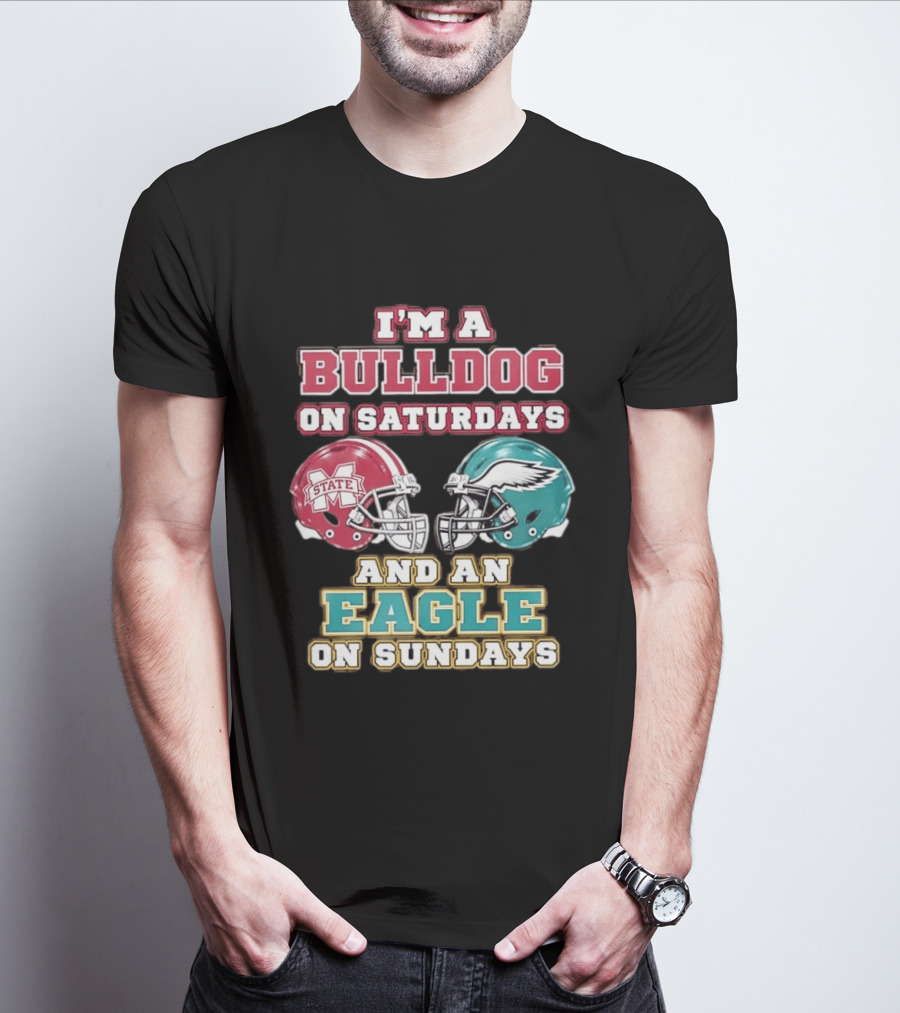 Mississippi State Bulldogs And Philadelphia Eagles Football Fan Saturdays And Sundays T-Shirt