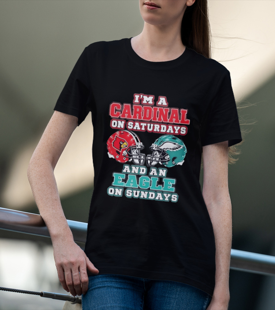 I'm A Cardinal On Saturdays And An Eagle On Sundays Football Helmets T-Shirt