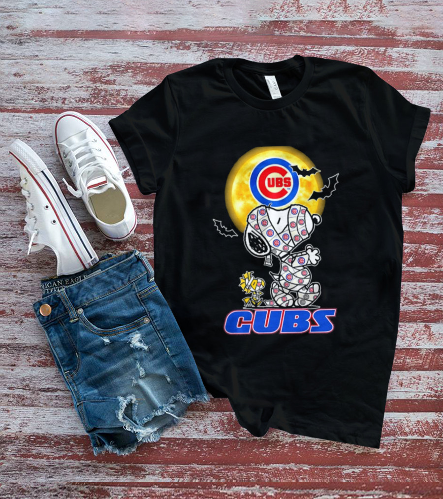 Chicago Cubs Snoopy Woodstock Halloween Mummy Cosplay T-Shirt