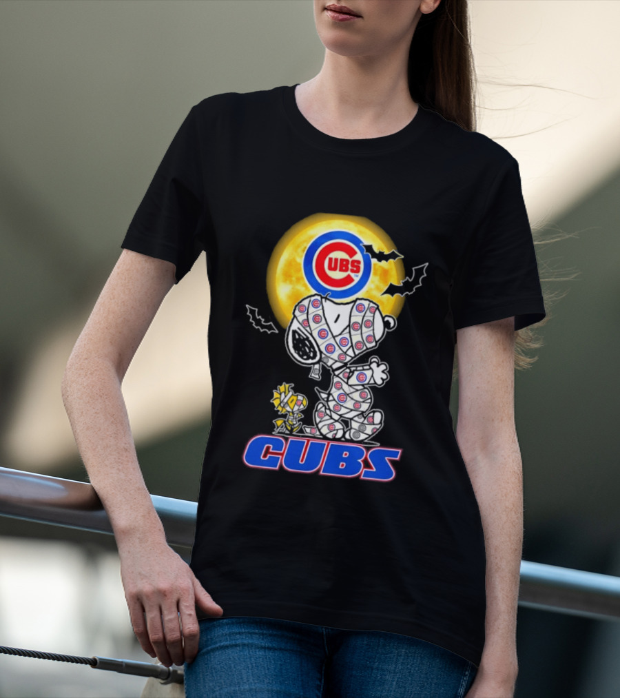 Chicago Cubs Snoopy Woodstock Halloween Mummy Cosplay T-Shirt