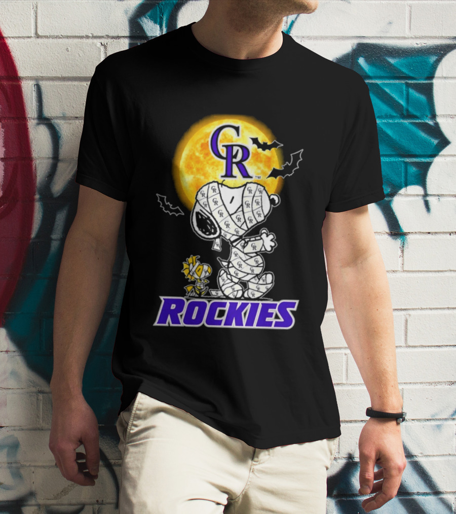 Colorado Rockies Snoopy Woodstock Mummy Halloween Cosplay Moon T-Shirt