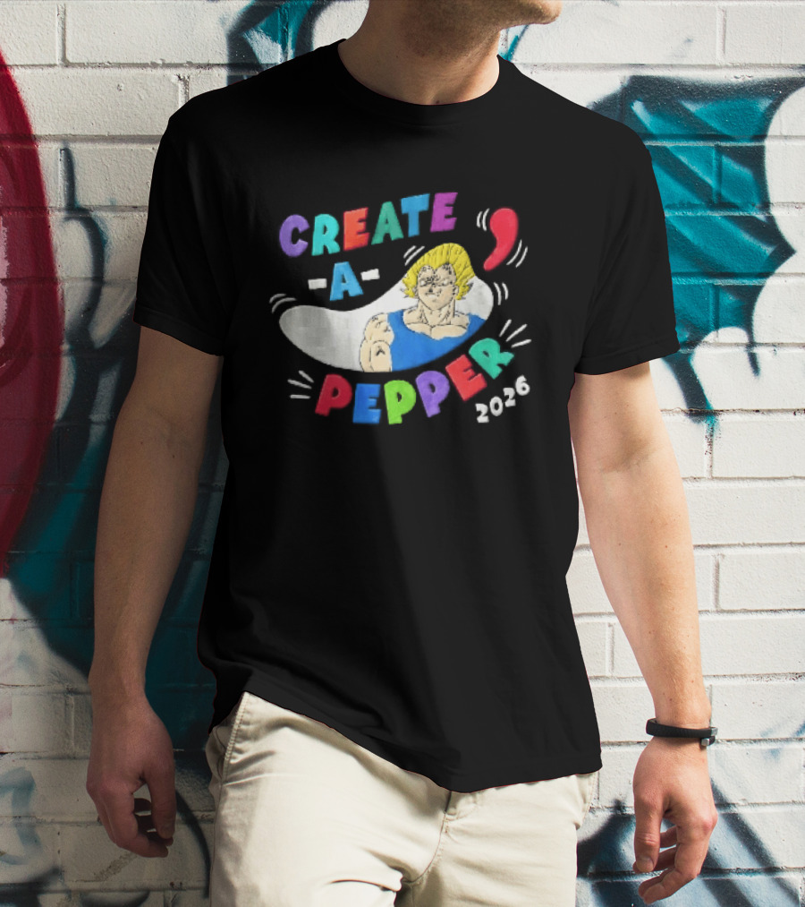 Create A Pepper 2026 Cartoon Anime Majin Vegeta T-Shirt