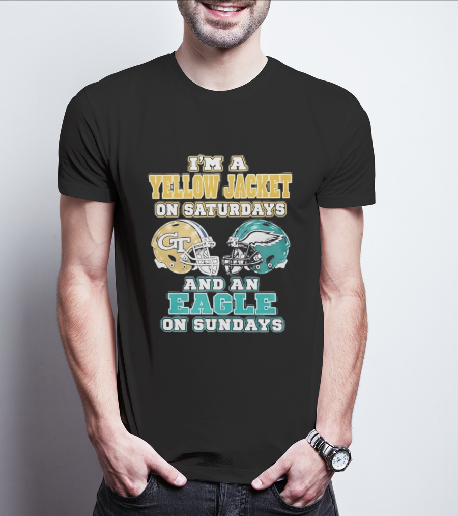 I'm A Yellow Jacket On Saturdays And An Eagle On Sundays GT Football Helmets T-Shirt