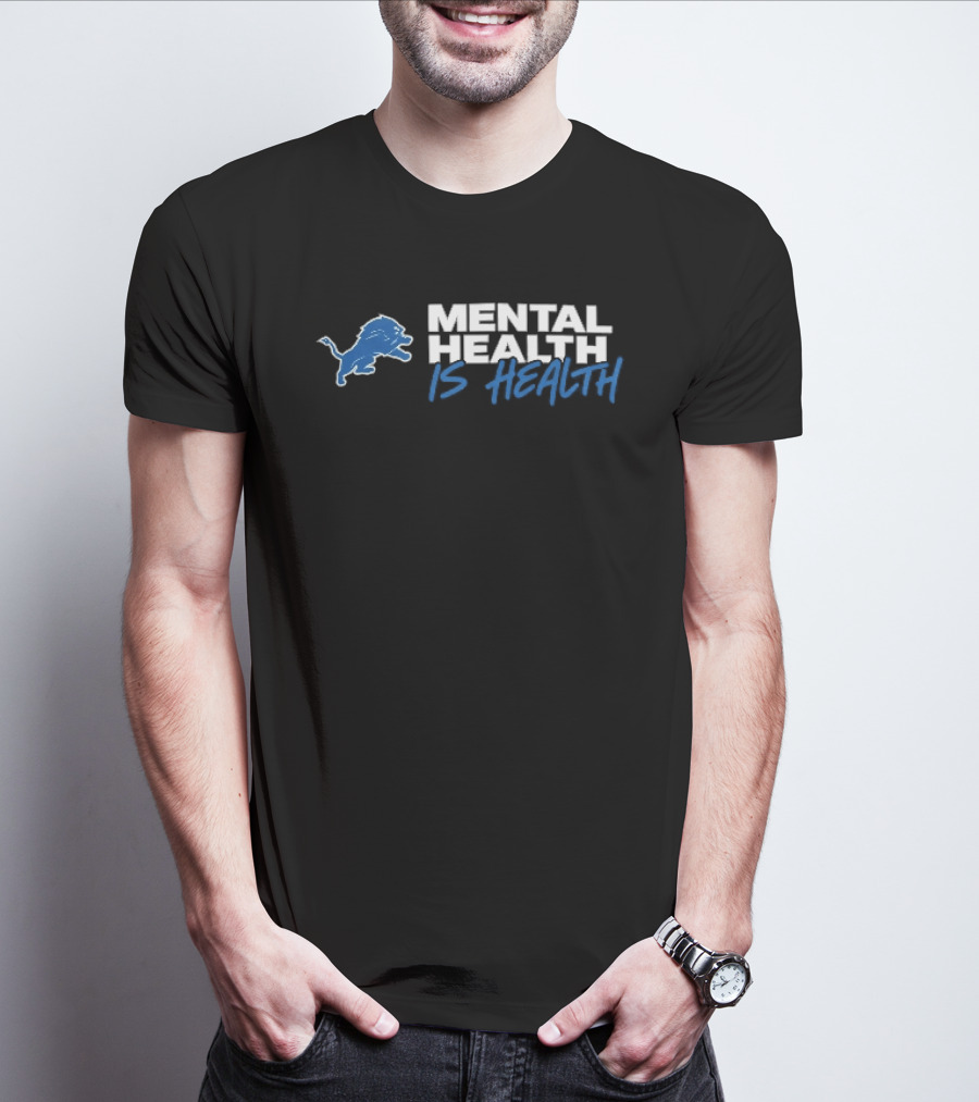 Detroit Lions Mental Health Is Health Blue Lion T-Shirt