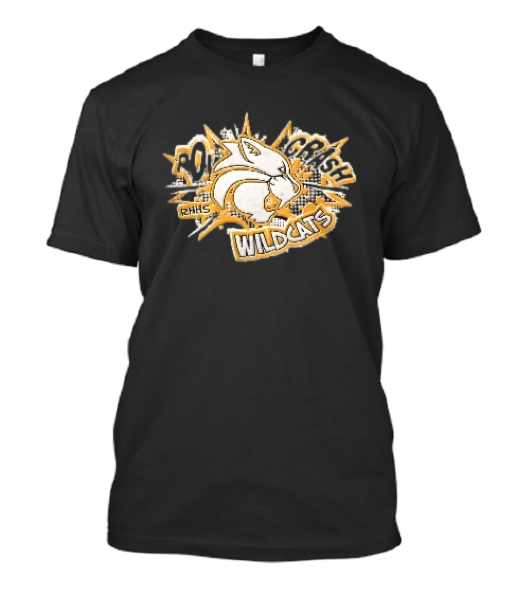 RHHS Wildcats Pow Crash Comic Burst Halftone Head T-Shirt