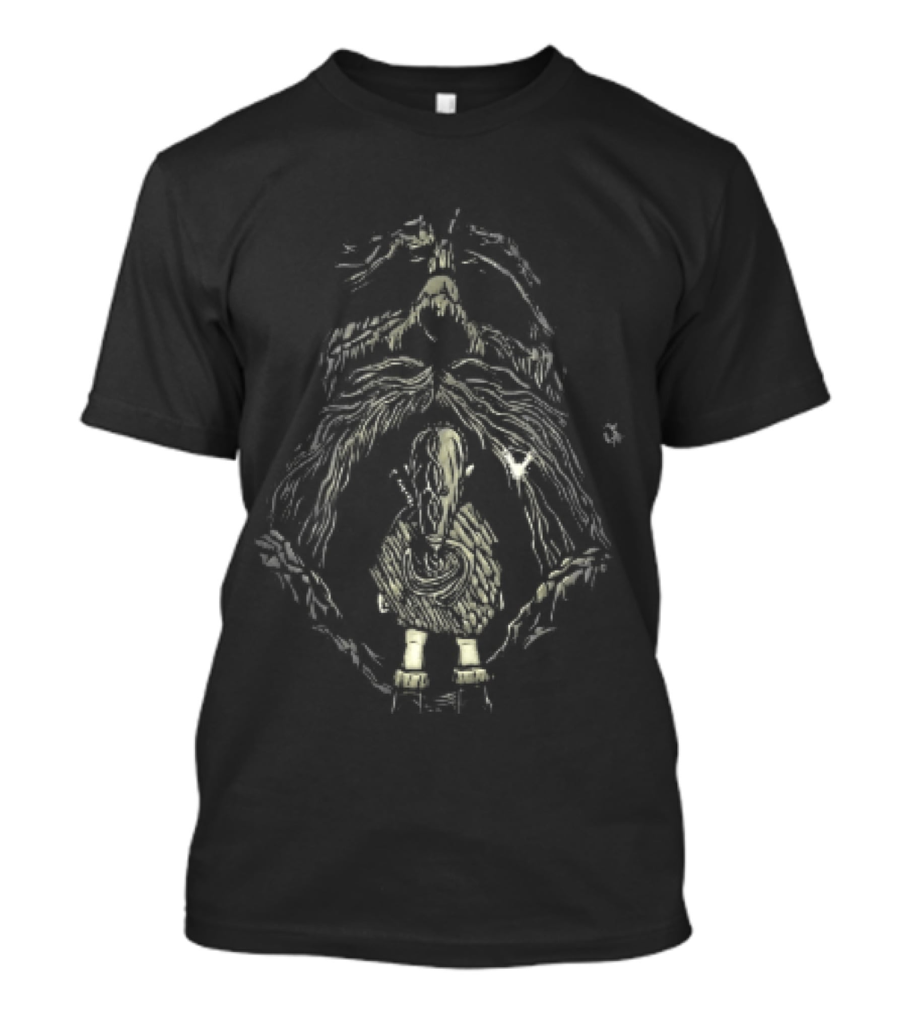 Link Back View At Great Deku Tree Glowing Fairy Entrance T-Shirt