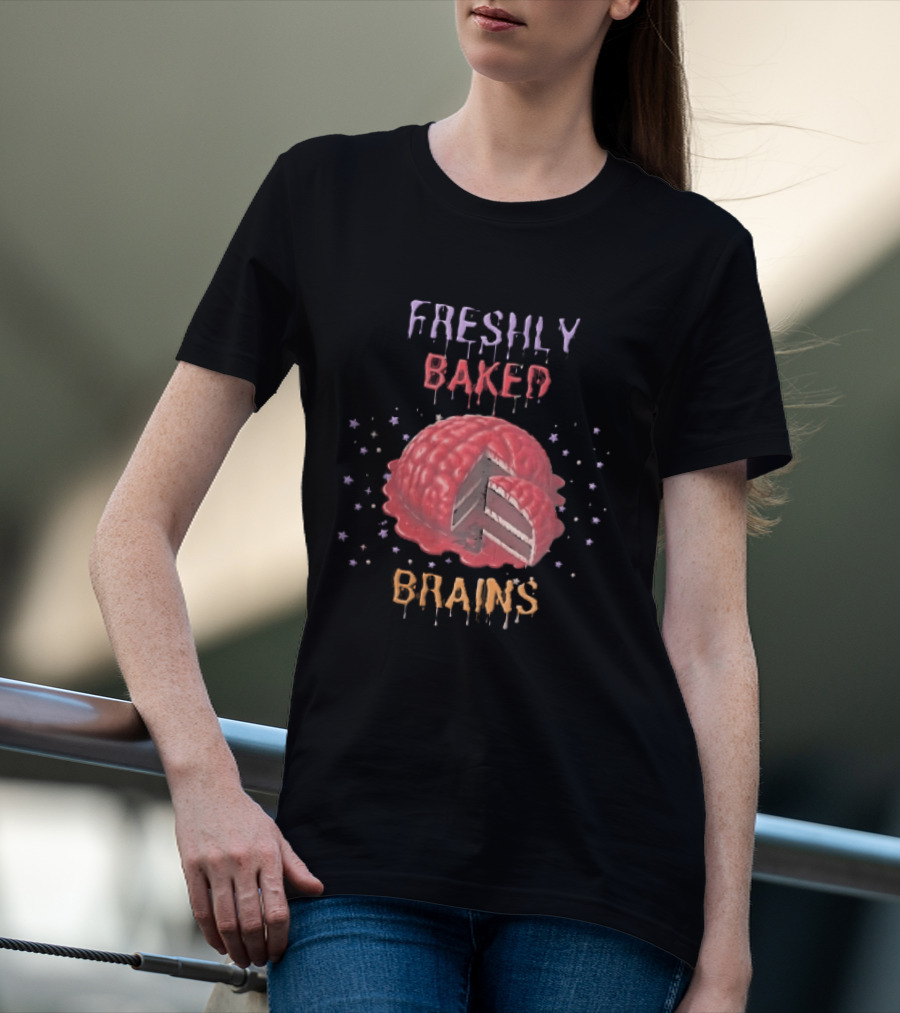 Freshly Baked Brains Red Layered Cake Slice With Stars T-Shirt