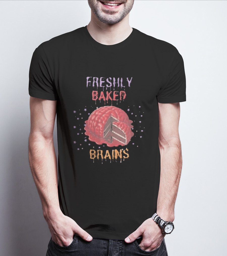 Freshly Baked Brains Red Layered Cake Slice With Stars T-Shirt