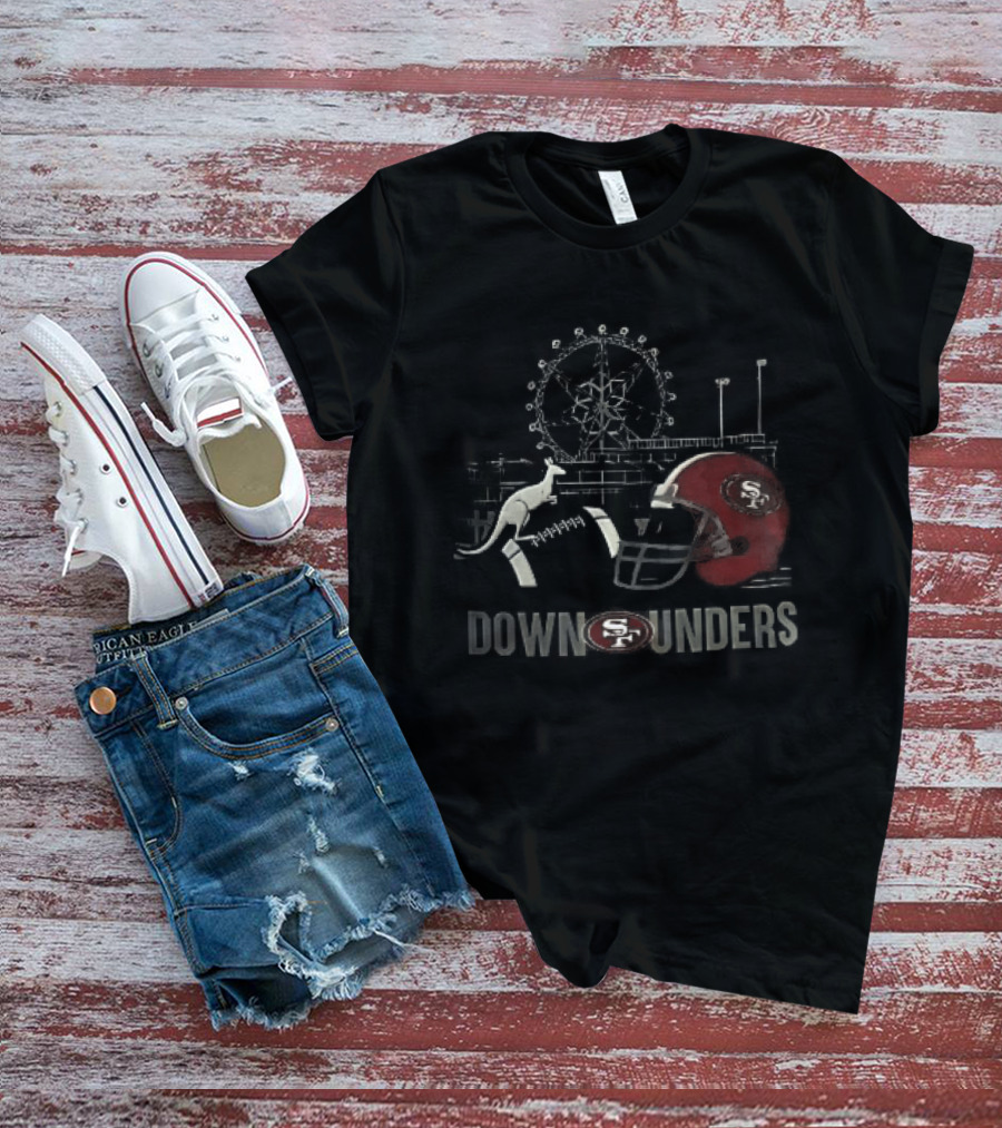 San Francisco 49ers Down Unders Kangaroo Football Helmet Ferris Wheel T-Shirt