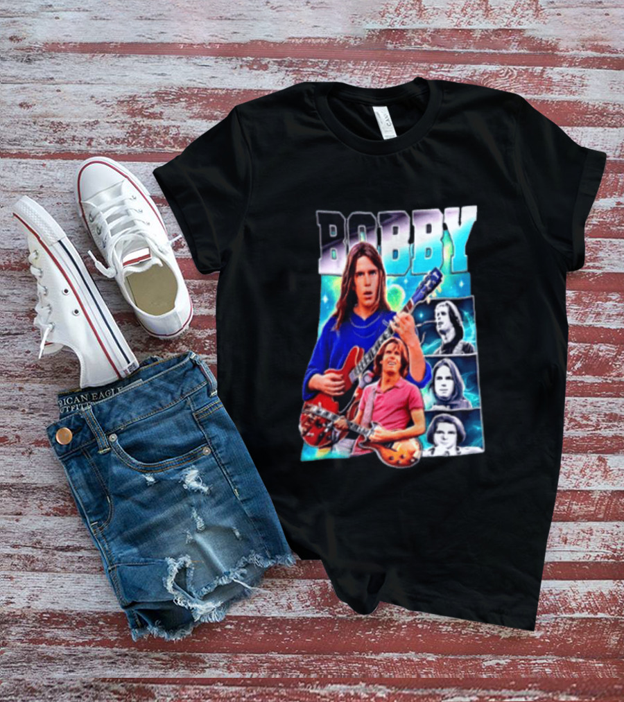 Bobby Guitarist Red Electric Guitar Collage Retro Photos T-Shirt