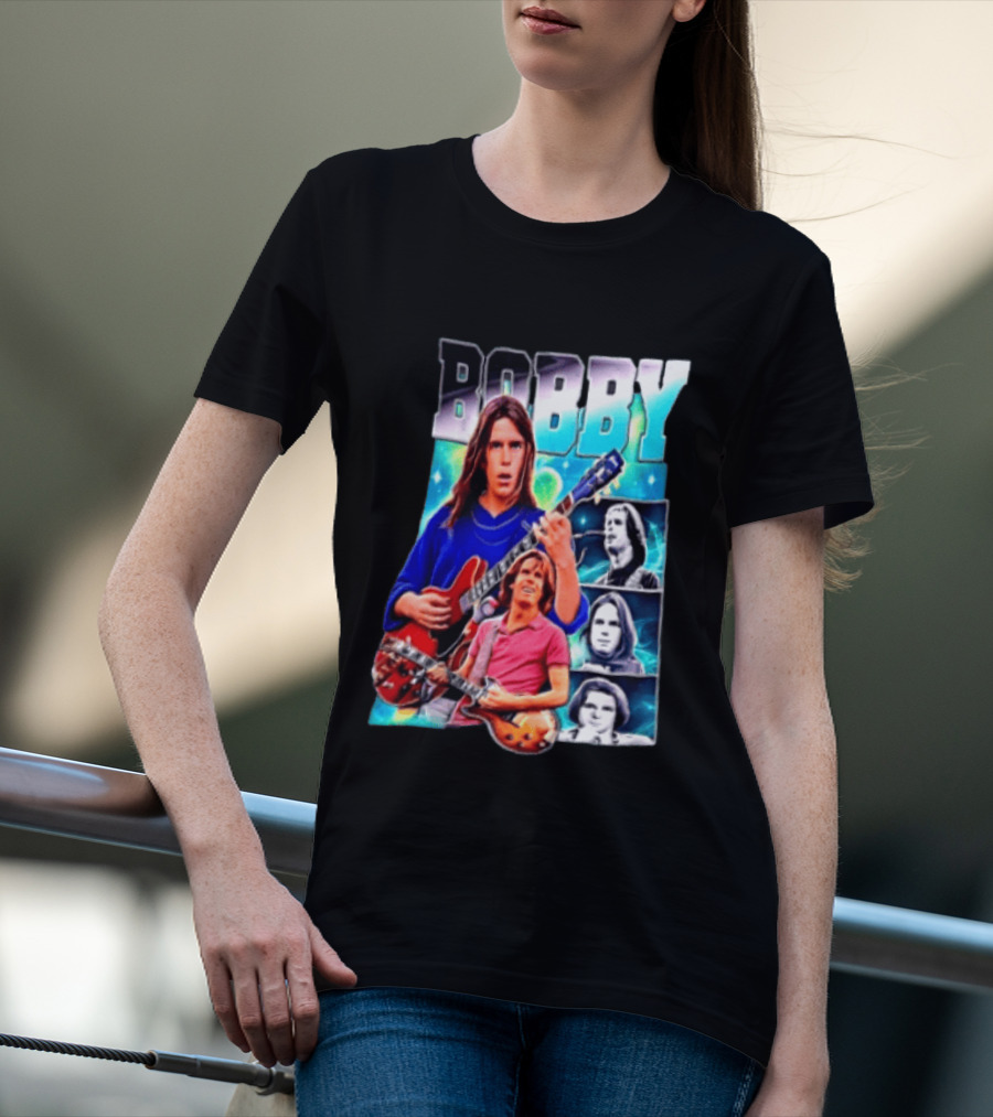 Bobby Guitarist Red Electric Guitar Collage Retro Photos T-Shirt