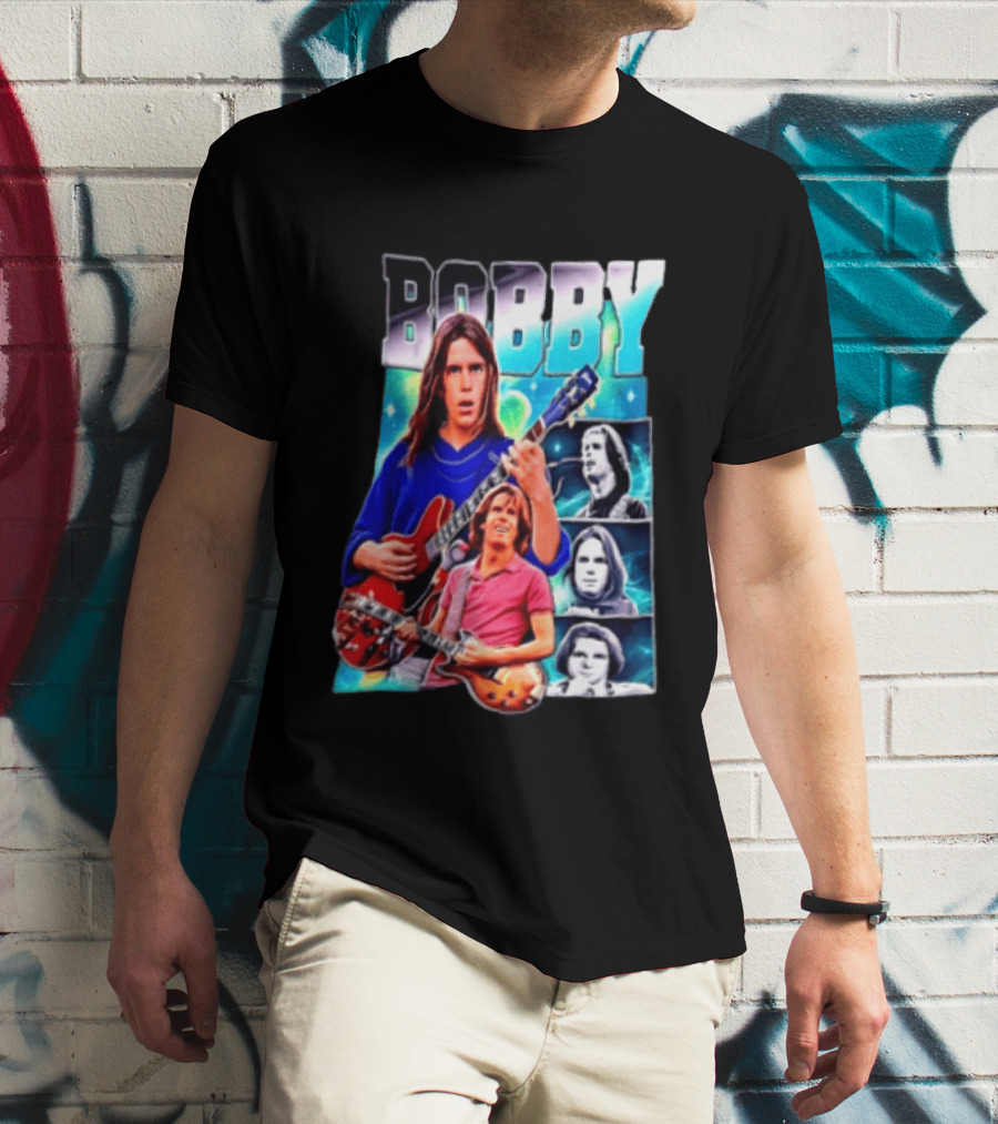 Bobby Guitarist Red Electric Guitar Collage Retro Photos T-Shirt