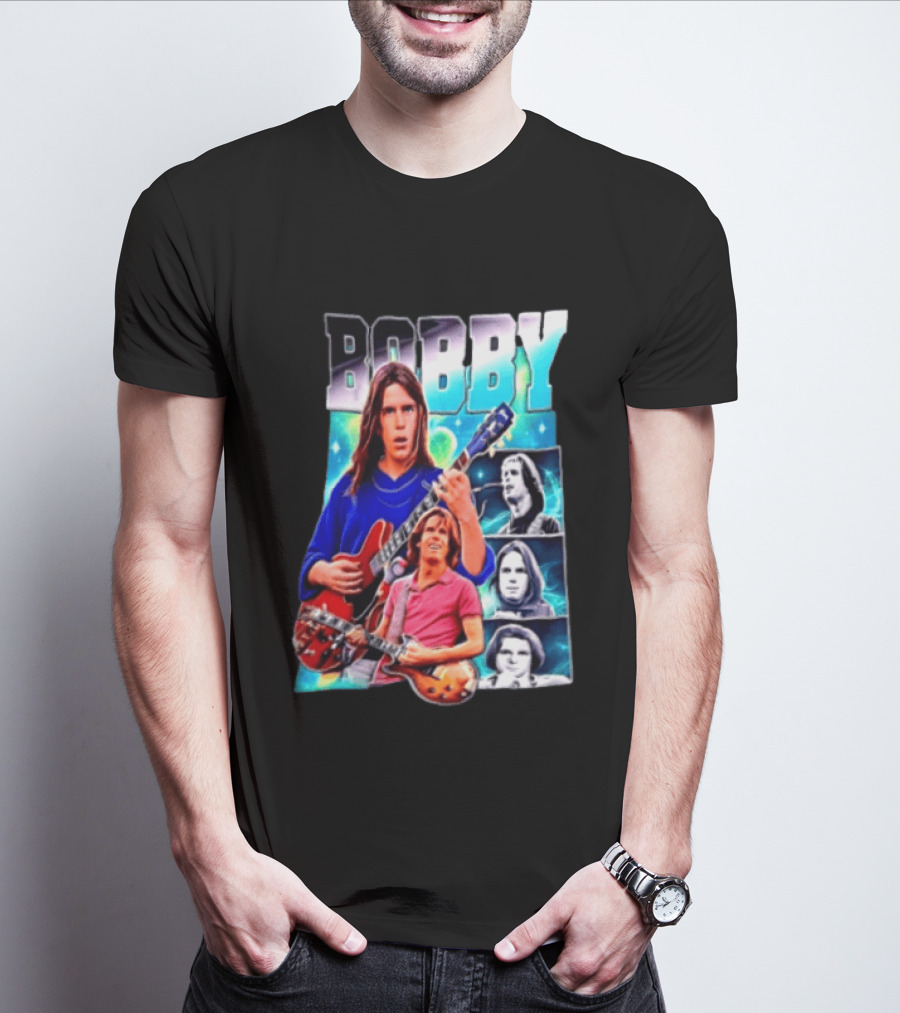 Bobby Guitarist Red Electric Guitar Collage Retro Photos T-Shirt