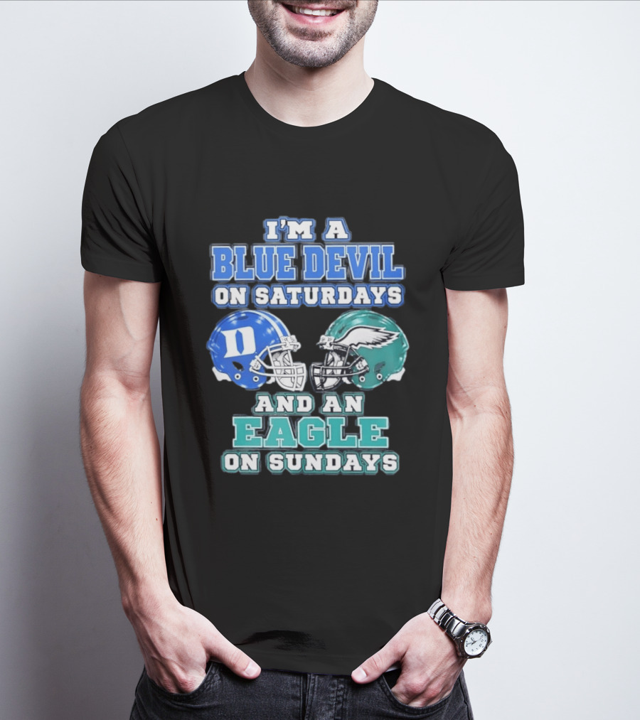 I'm A Blue Devil On Saturdays And An Eagle On Sundays Football Helmets T-Shirt