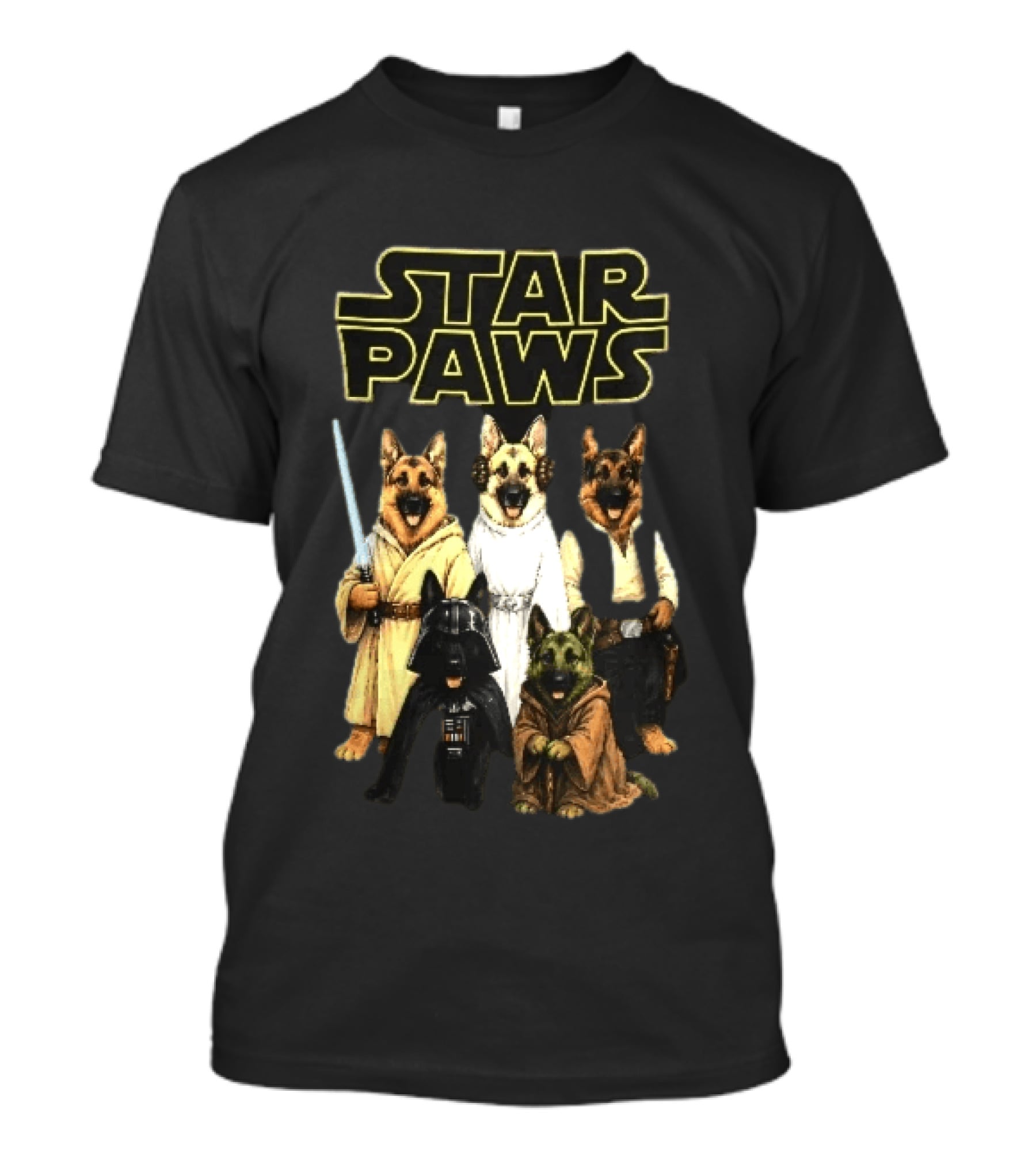 Star Paws German Shepherd Dogs In Space Costumes With Lightsaber T-Shirt