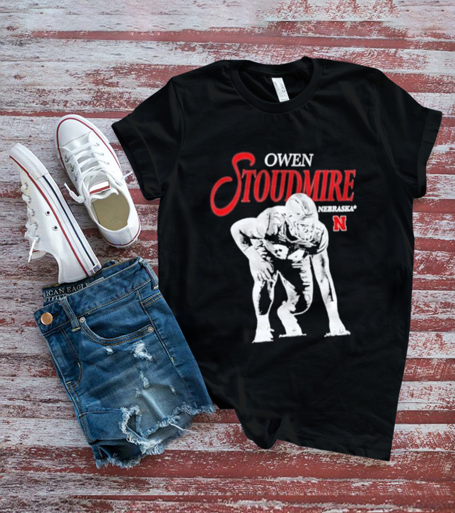 Owen Stoudmire Nebraska Cornhuskers NCAA Football Pose T-Shirt