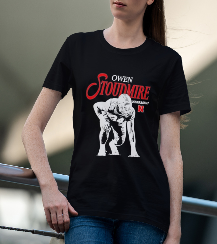 Owen Stoudmire Nebraska Cornhuskers NCAA Football Pose T-Shirt