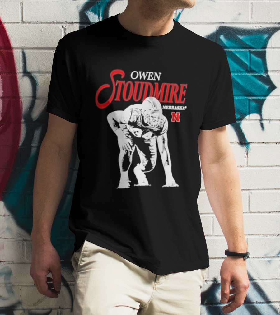 Owen Stoudmire Nebraska Cornhuskers NCAA Football Pose T-Shirt